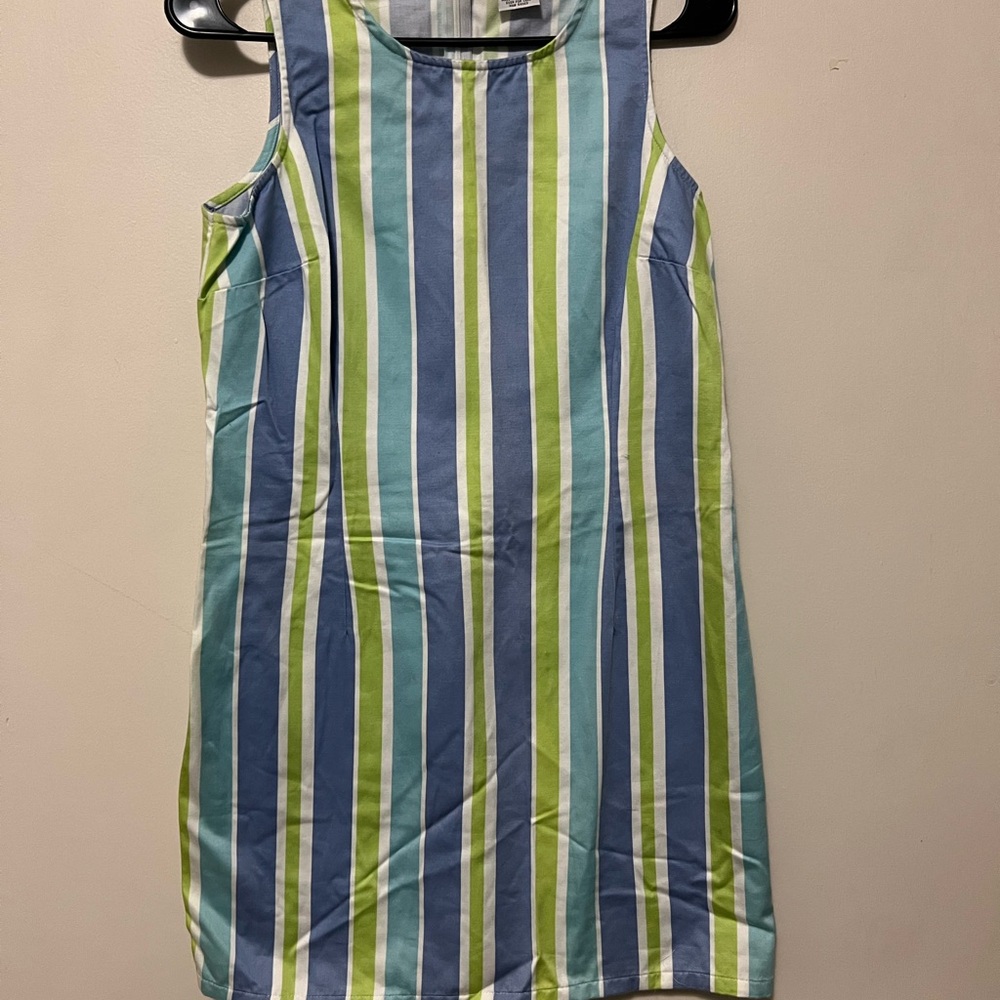 Vintage 90s Old Navy Sleeveless Summer Dress Women Size 6 Blue Green Beachy